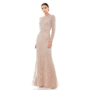 Mac Duggal 5124 NWT BEADED LONG SLEEVE EVENING GOWN